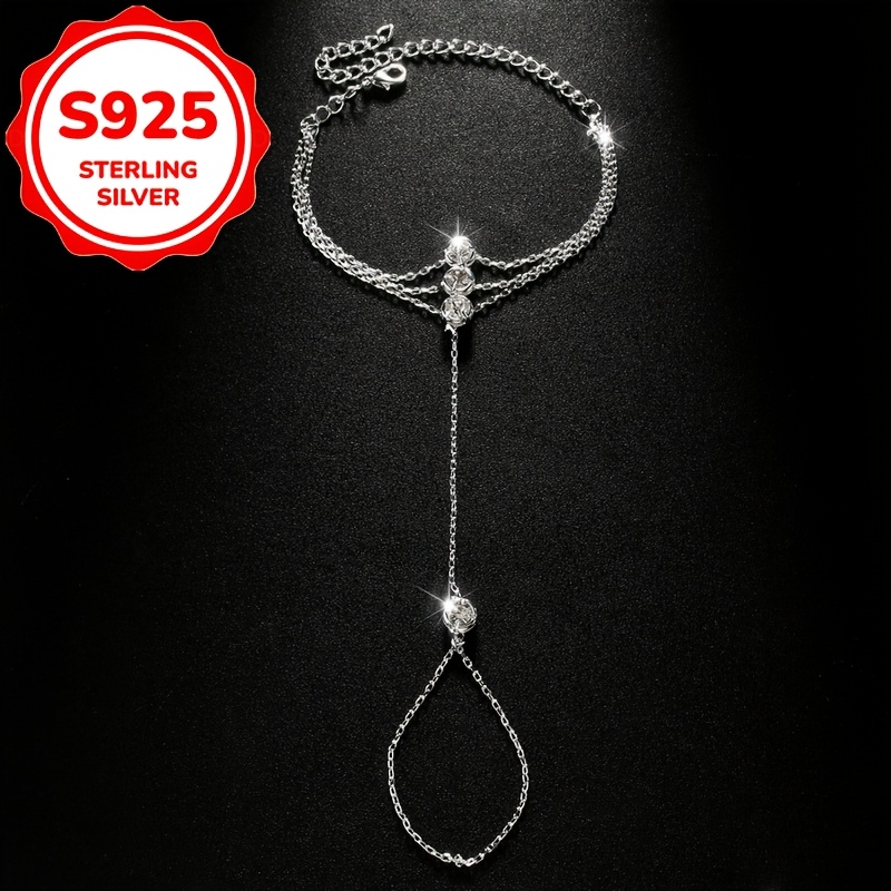 Women's S925 Pure Silver Light Luxury Chain Finger Bracelet